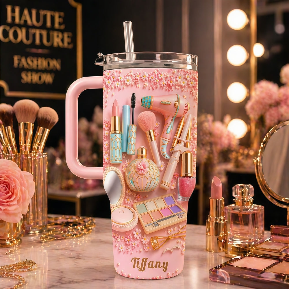Custom Beauty Cup with Handle - Personalized Makeup Tumbler, Gifts for Makeup Lovers & Artists-Myprintsy
