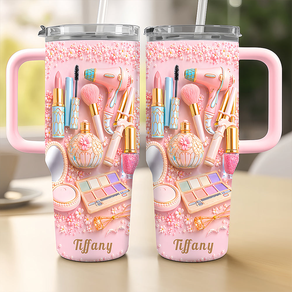 Custom Beauty Cup with Handle - Personalized Makeup Tumbler, Gifts for Makeup Lovers & Artists-Myprintsy