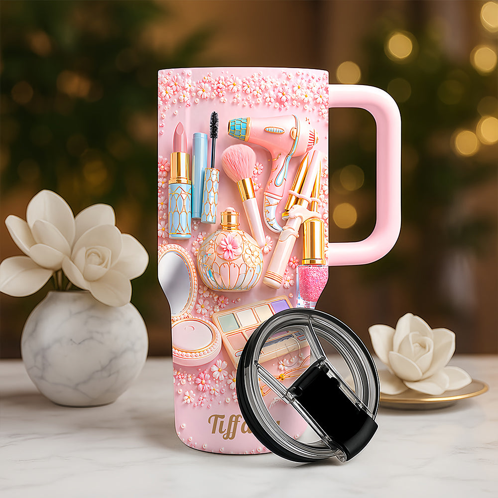 Custom Beauty Cup with Handle - Personalized Makeup Tumbler, Gifts for Makeup Lovers & Artists-Myprintsy