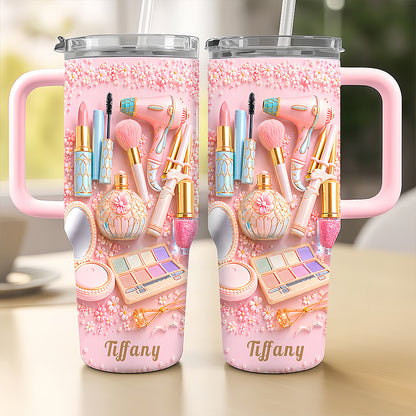 Custom Beauty Cup with Handle - Personalized Makeup Tumbler, Gifts for Makeup Lovers & Artists-Myprintsy