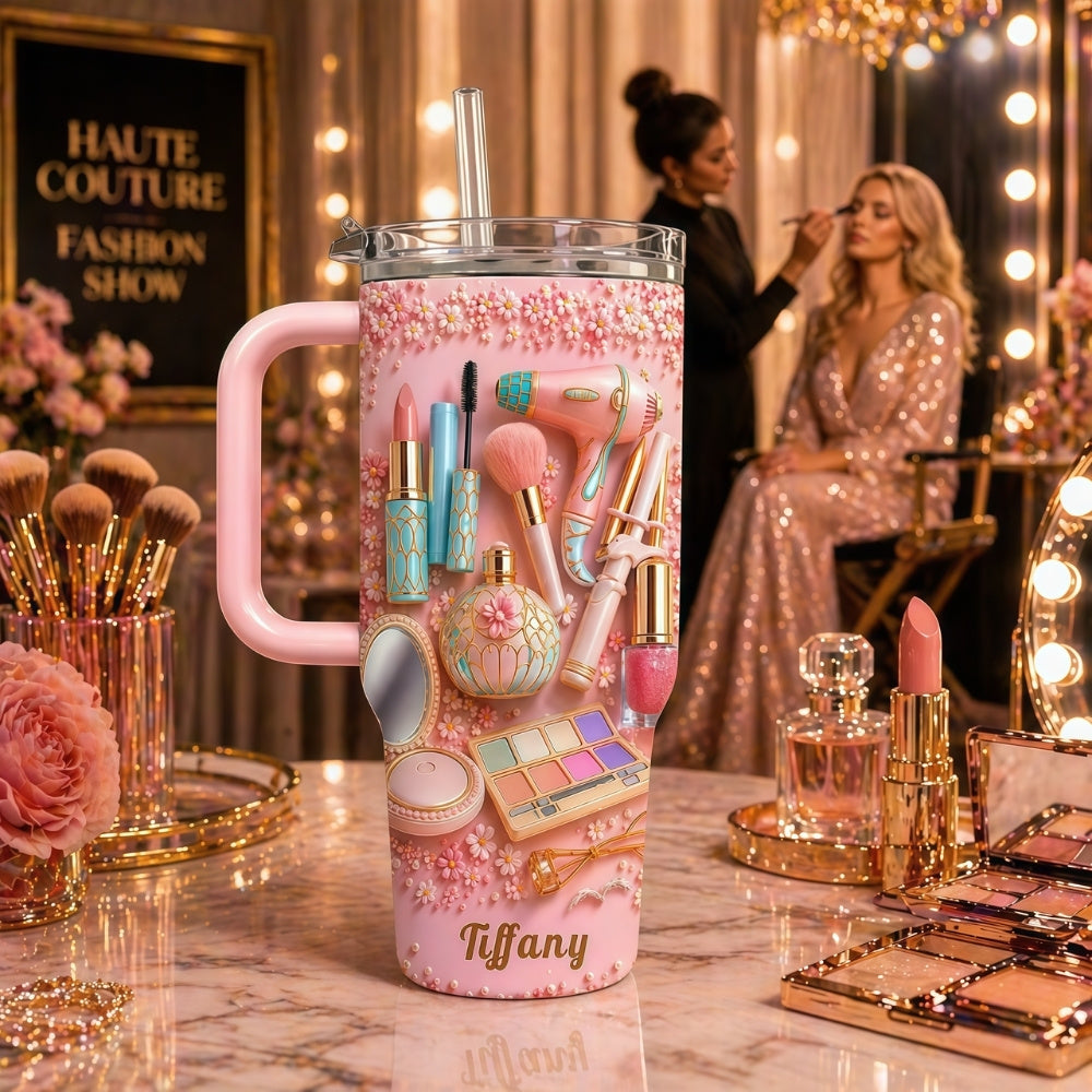 Custom Beauty Cup with Handle - Personalized Makeup Tumbler, Gifts for Makeup Lovers & Artists-Myprintsy