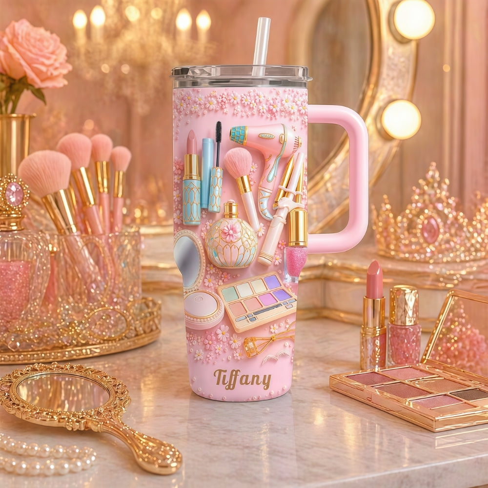 Custom Beauty Cup with Handle - Personalized Makeup Tumbler, Gifts for Makeup Lovers & Artists-Myprintsy