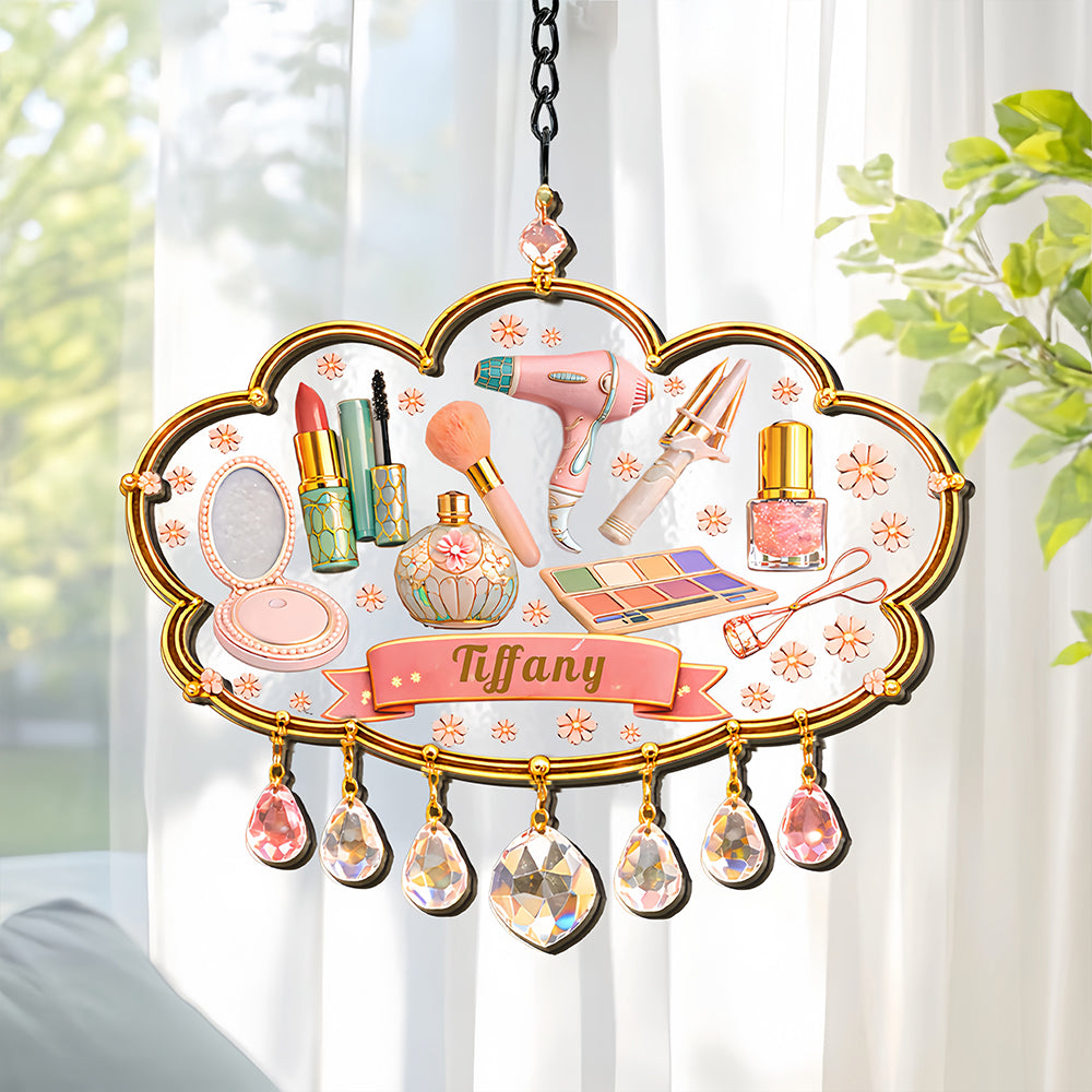 Custom Beauty Room Decor, Gifts for Makeup Artists & Lovers - Personalized Window Hanging Suncatcher Ornament-Myprintsy