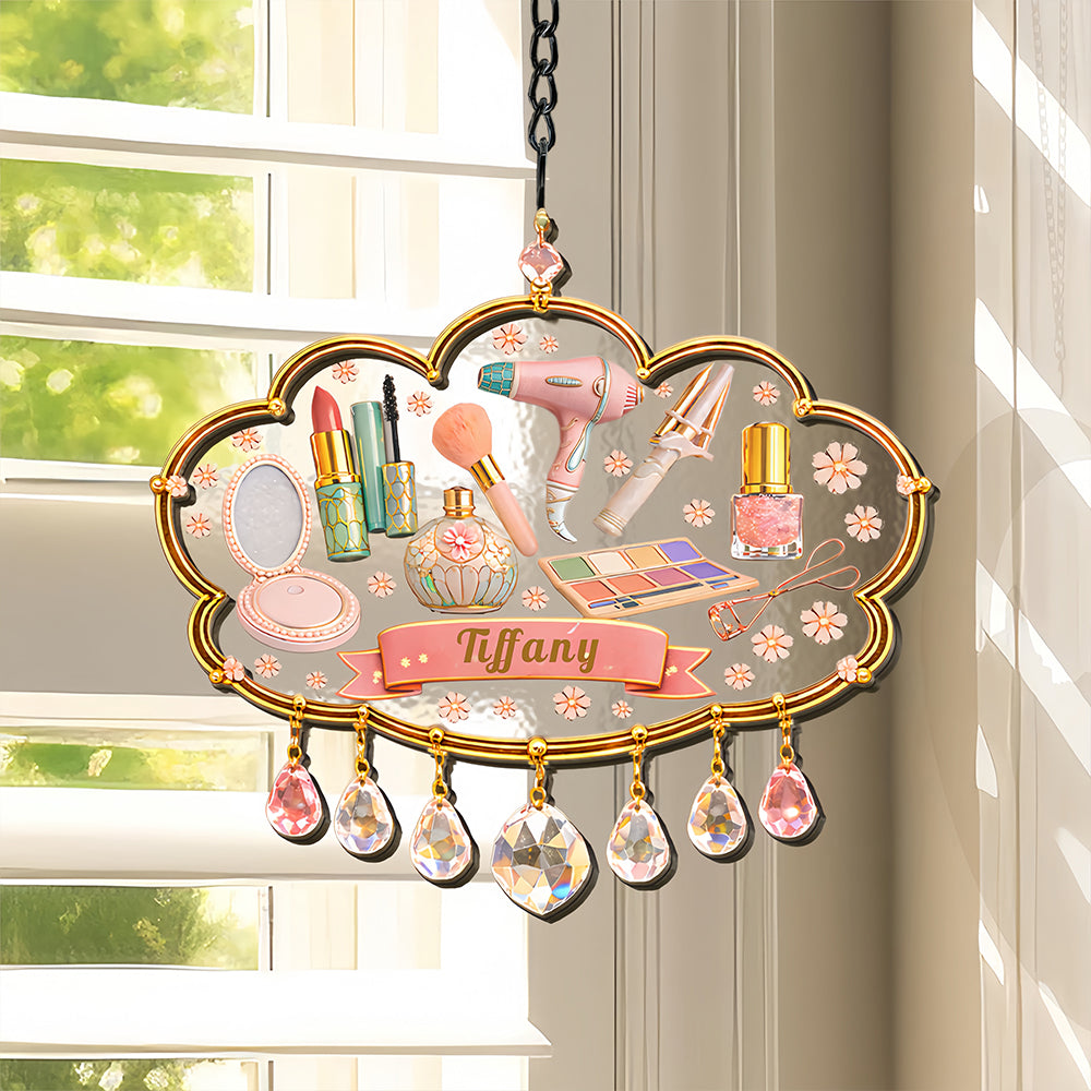 Custom Beauty Room Decor, Gifts for Makeup Artists & Lovers - Personalized Window Hanging Suncatcher Ornament-Myprintsy