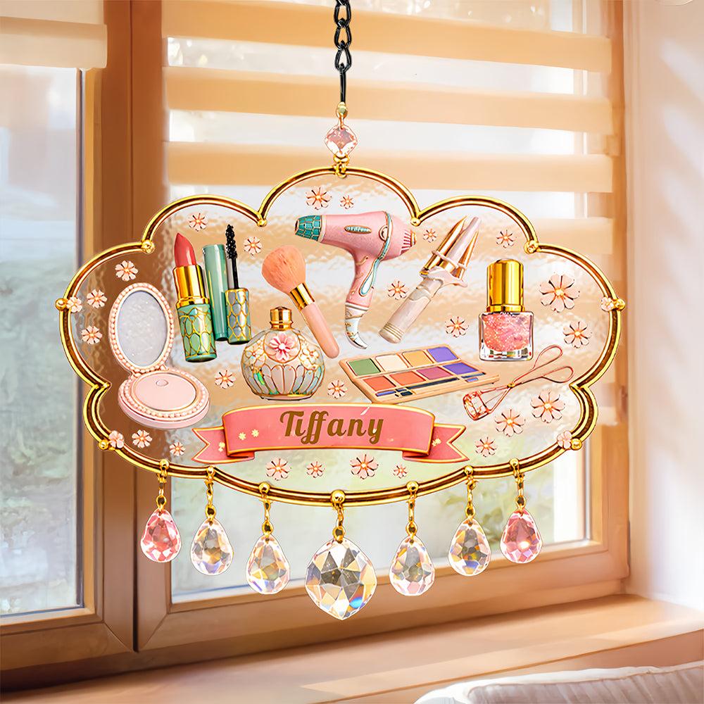 Custom Beauty Room Decor, Gifts for Makeup Artists & Lovers - Personalized Window Hanging Suncatcher Ornament-Myprintsy