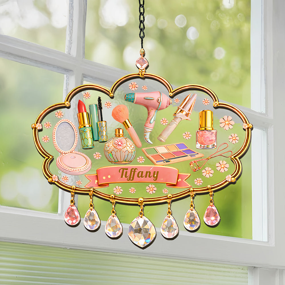 Custom Beauty Room Decor, Gifts for Makeup Artists & Lovers - Personalized Window Hanging Suncatcher Ornament-Myprintsy