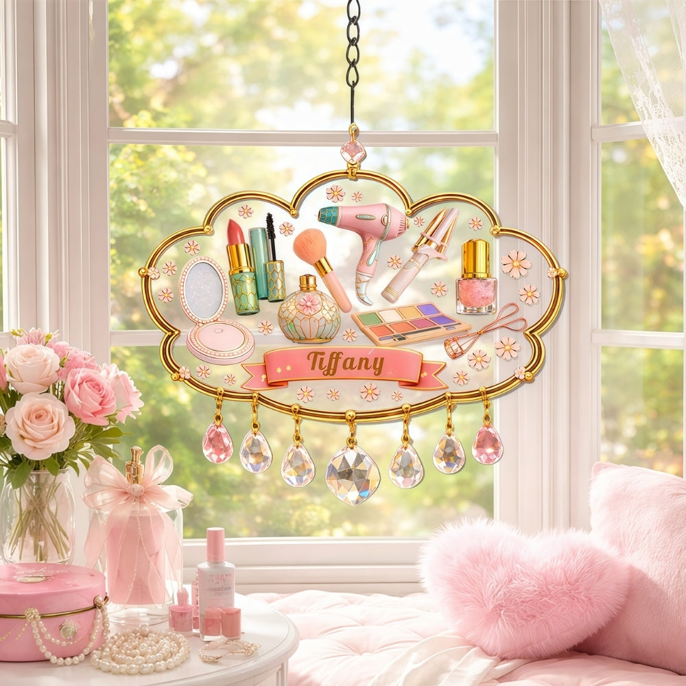 Custom Beauty Room Decor, Gifts for Makeup Artists & Lovers - Personalized Window Hanging Suncatcher Ornament-Myprintsy