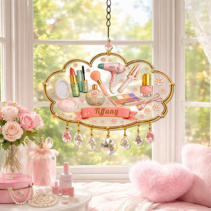 Custom Beauty Room Decor, Gifts for Makeup Artists & Lovers - Personalized Window Hanging Suncatcher Ornament-Myprintsy