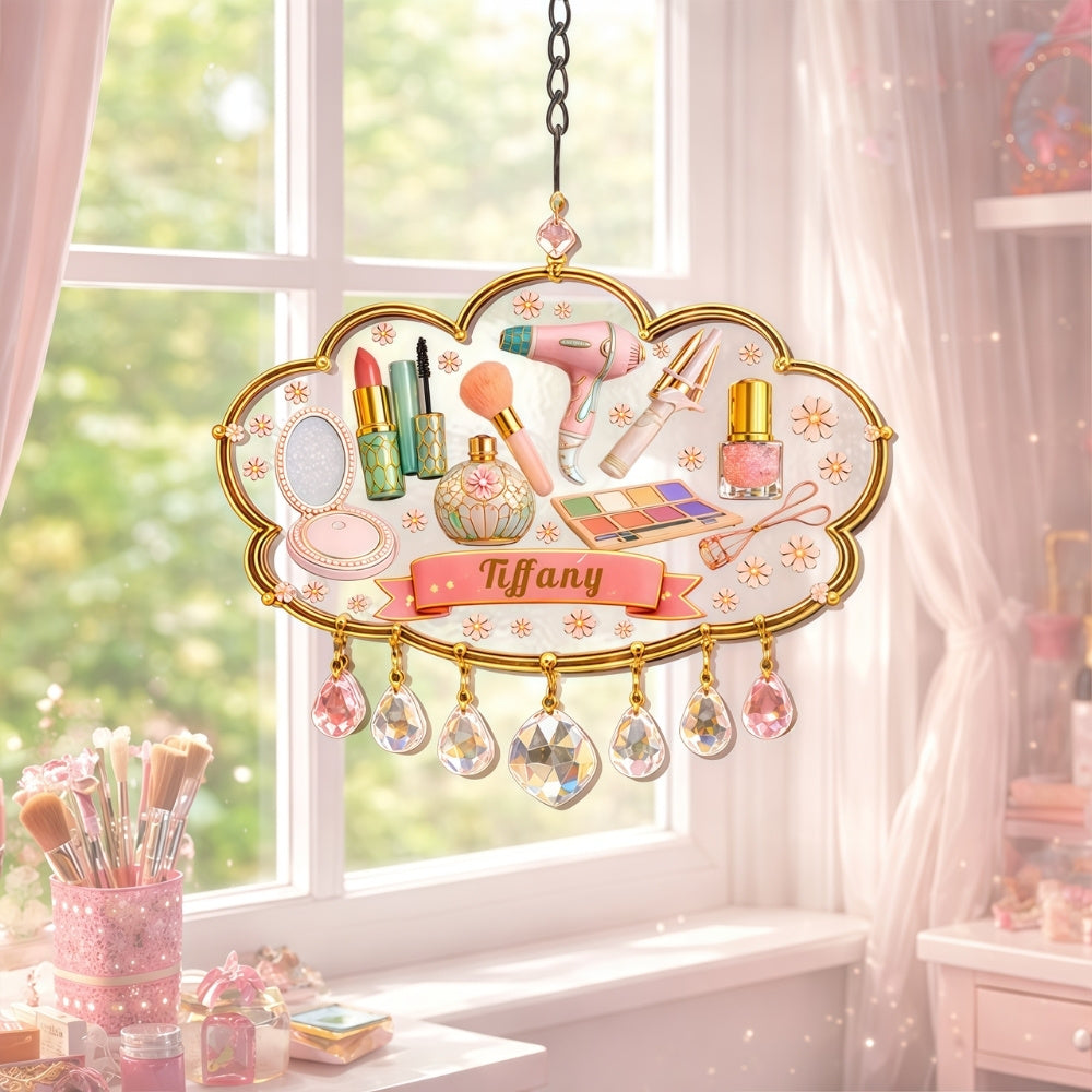 Custom Beauty Room Decor, Gifts for Makeup Artists & Lovers - Personalized Window Hanging Suncatcher Ornament-Myprintsy