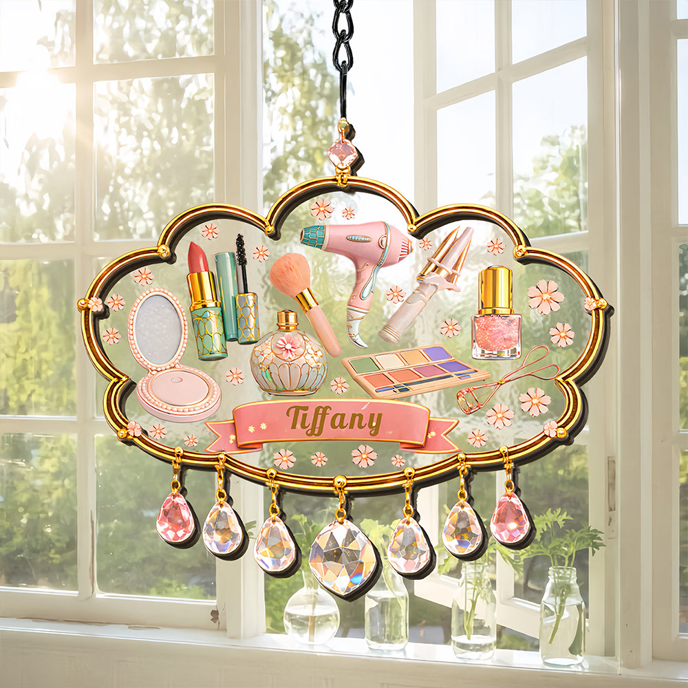 Custom Beauty Room Decor, Gifts for Makeup Artists & Lovers - Personalized Window Hanging Suncatcher Ornament-Myprintsy