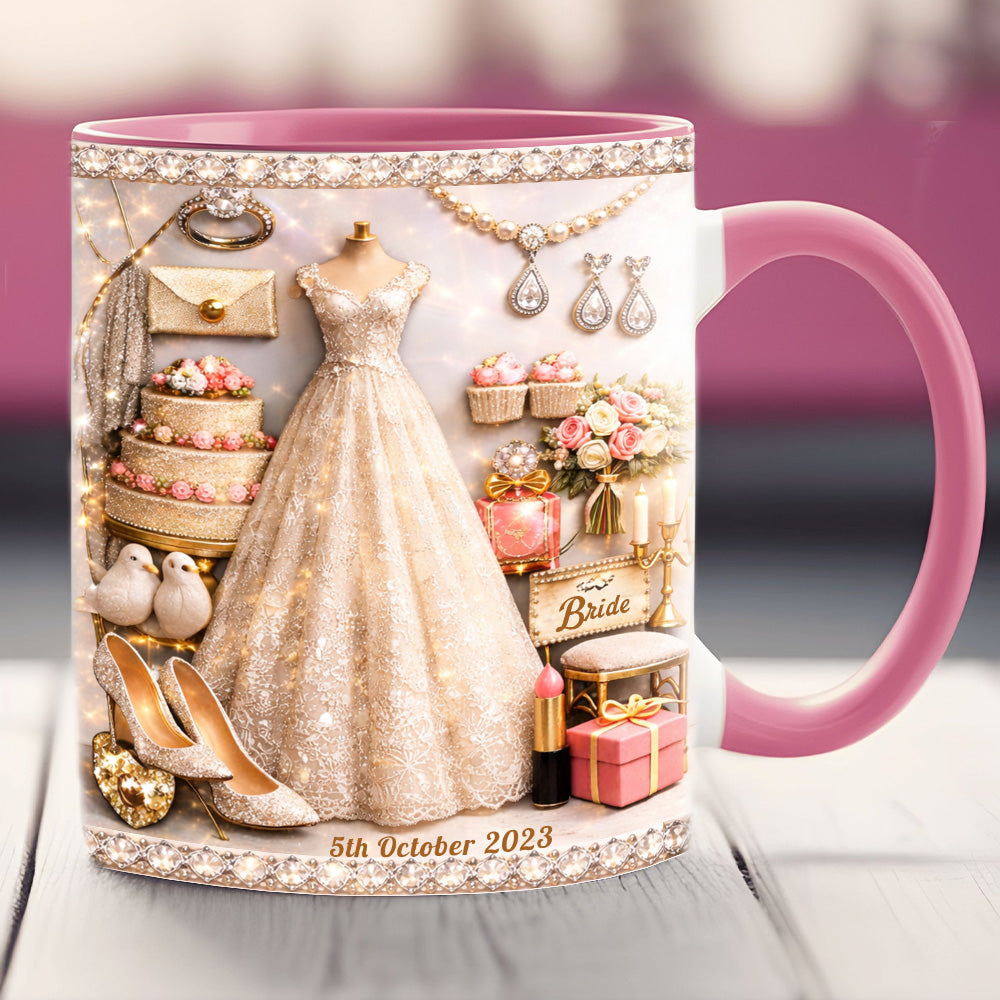 Custom Bride & Groom 3D Mugs, Anniversary & Wedding Gift - Personalized Wedding Couple Mug Set - Personalized Accent Mug-Myprintsy