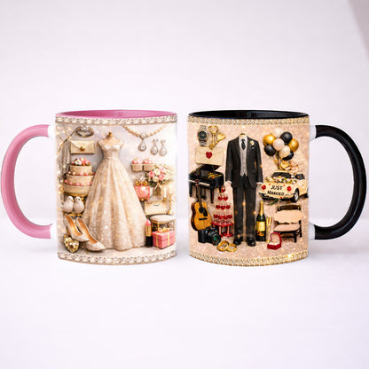 Custom Bride & Groom 3D Mugs, Anniversary & Wedding Gift - Personalized Wedding Couple Mug Set - Personalized Accent Mug-Myprintsy