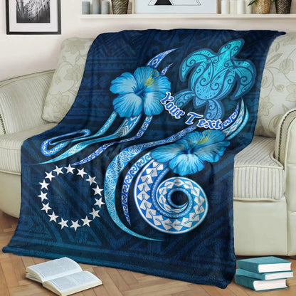[Custom] Cook Islands Personalised Premium Blanket - Turtle and Tribal Tattoo Of Polynesian-Myprintsy