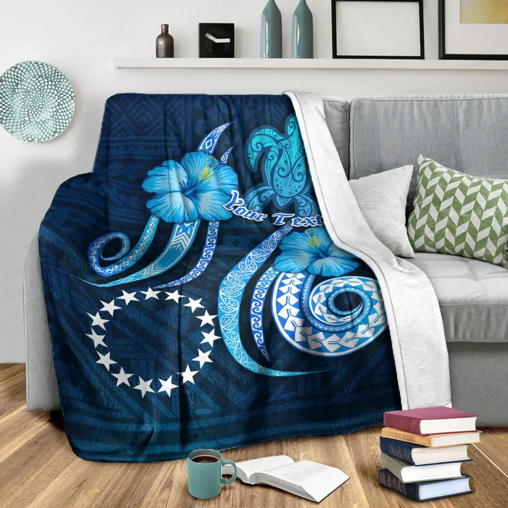 [Custom] Cook Islands Personalised Premium Blanket - Turtle and Tribal Tattoo Of Polynesian-Myprintsy