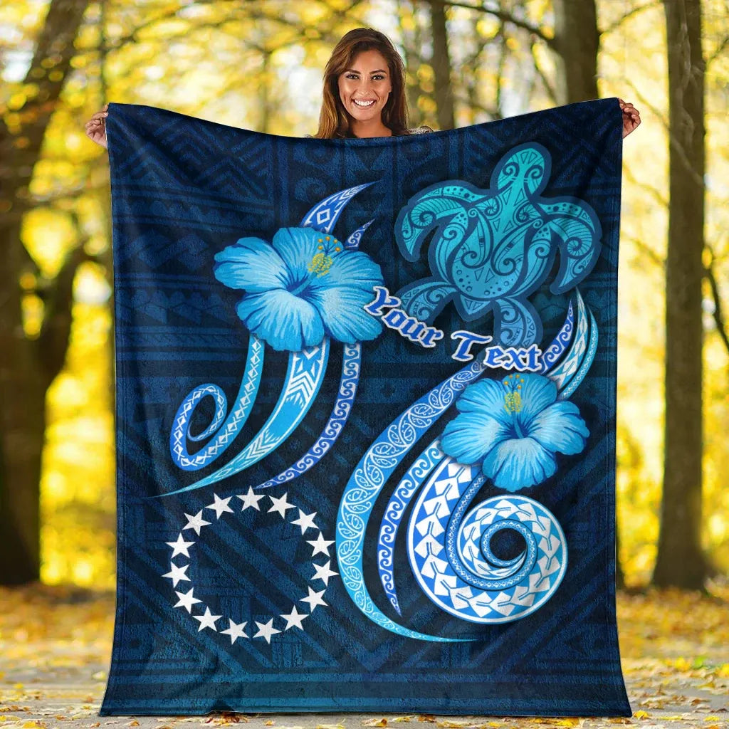 [Custom] Cook Islands Personalised Premium Blanket - Turtle and Tribal Tattoo Of Polynesian-Myprintsy