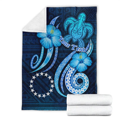 [Custom] Cook Islands Personalised Premium Blanket - Turtle and Tribal Tattoo Of Polynesian-Myprintsy