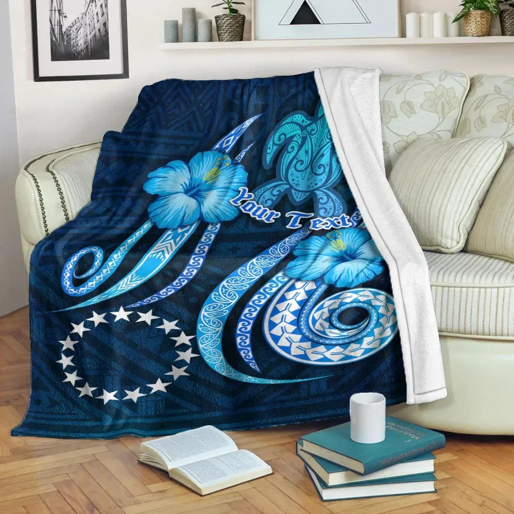 [Custom] Cook Islands Personalised Premium Blanket - Turtle and Tribal Tattoo Of Polynesian-Myprintsy