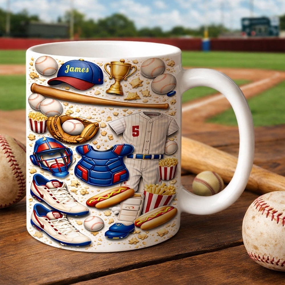 Custom Game Day Sports Coffee Cup, Gifts for Baseball Players & Fans - Personalized White Mug-Myprintsy