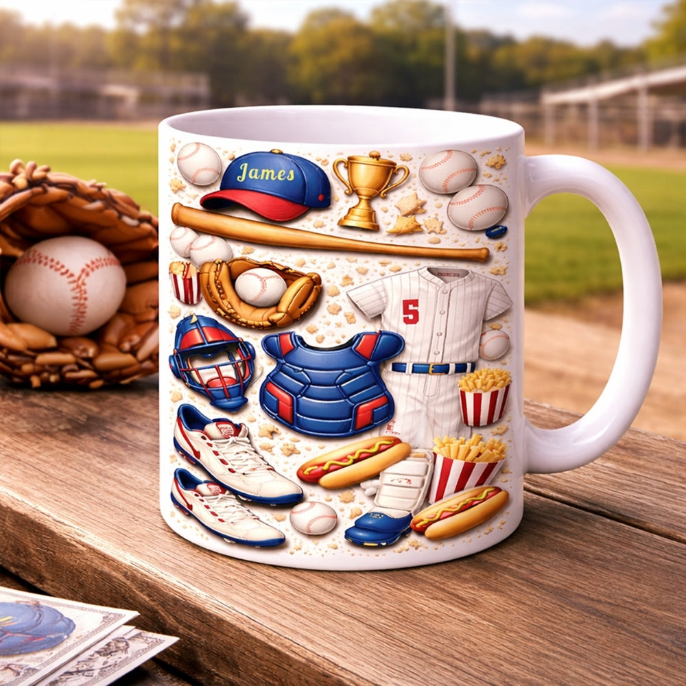 Custom Game Day Sports Coffee Cup, Gifts for Baseball Players & Fans - Personalized White Mug-Myprintsy