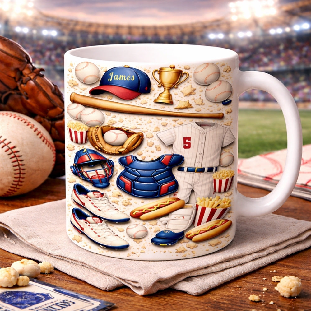 Custom Game Day Sports Coffee Cup, Gifts for Baseball Players & Fans - Personalized White Mug-Myprintsy
