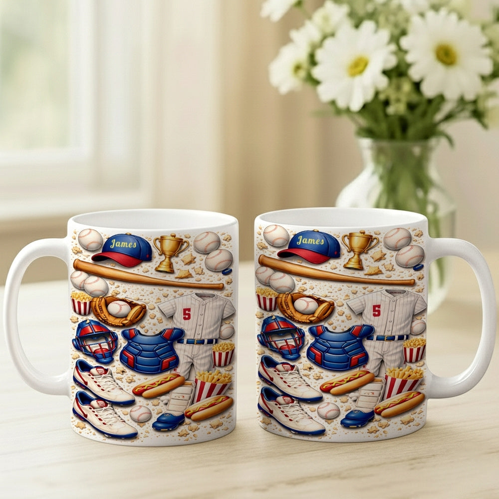 Custom Game Day Sports Coffee Cup, Gifts for Baseball Players & Fans - Personalized White Mug-Myprintsy