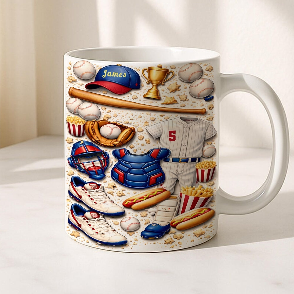 Custom Game Day Sports Coffee Cup, Gifts for Baseball Players & Fans - Personalized White Mug-Myprintsy