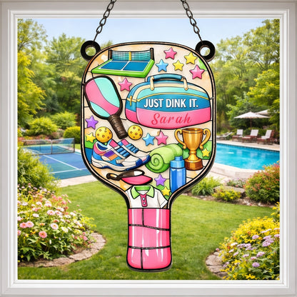 Custom Just Dink It, Gifts for Pickleball Players - Personalized Window Hanging Suncatcher Ornament-Myprintsy