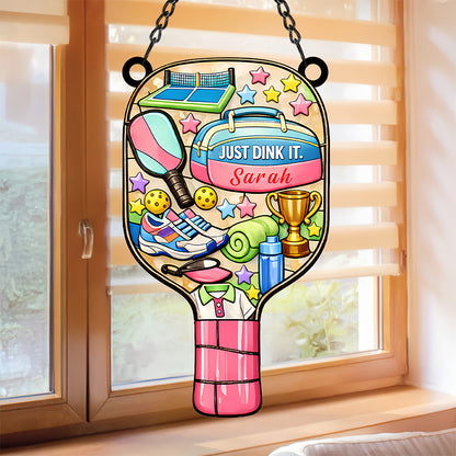 Custom Just Dink It, Gifts for Pickleball Players - Personalized Window Hanging Suncatcher Ornament-Myprintsy