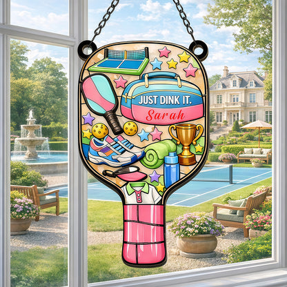 Custom Just Dink It, Gifts for Pickleball Players - Personalized Window Hanging Suncatcher Ornament-Myprintsy