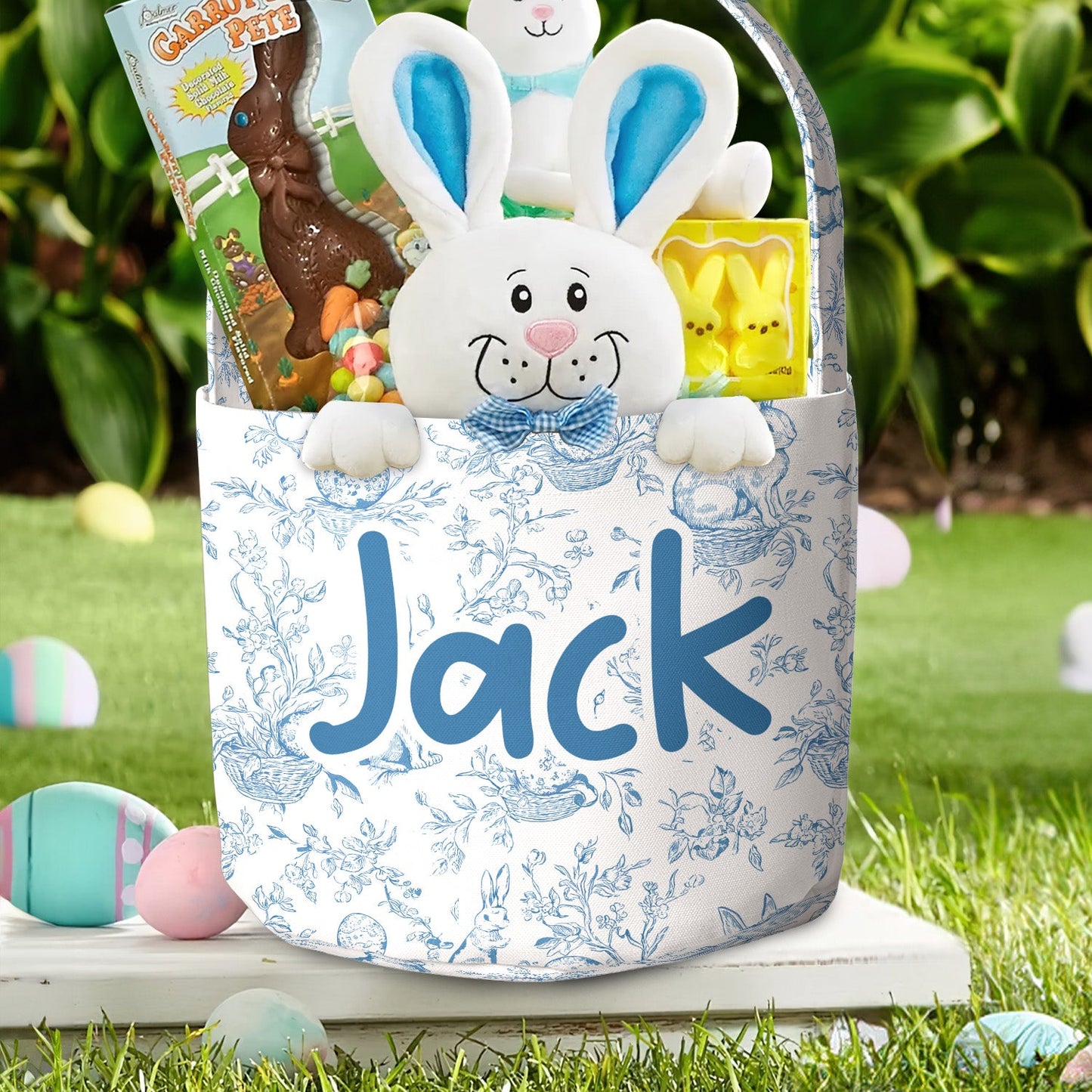 Basket for Kids – Custom Name Bunny Easter Basket Gift for Boys & Girls - Personalized Easter Basket