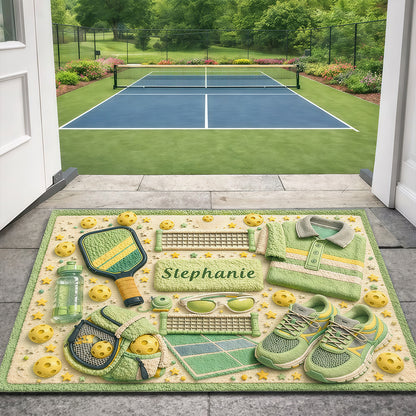 Custom Name Pickleball Themed Rug - Personalized Pickleball Doormat-Myprintsy