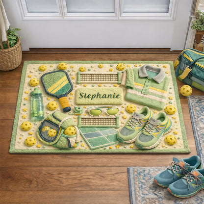 Custom Name Pickleball Themed Rug - Personalized Pickleball Doormat-Myprintsy