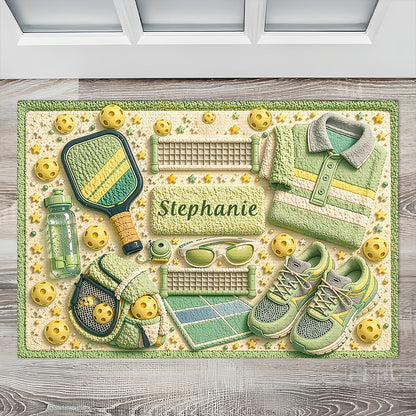 Custom Name Pickleball Themed Rug - Personalized Pickleball Doormat-Myprintsy