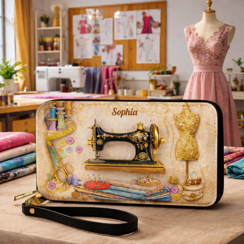 Custom Name Tailor Gift, Fashion Designer - Personalized Sewing Leather Bag & Wallet Set-Myprintsy
