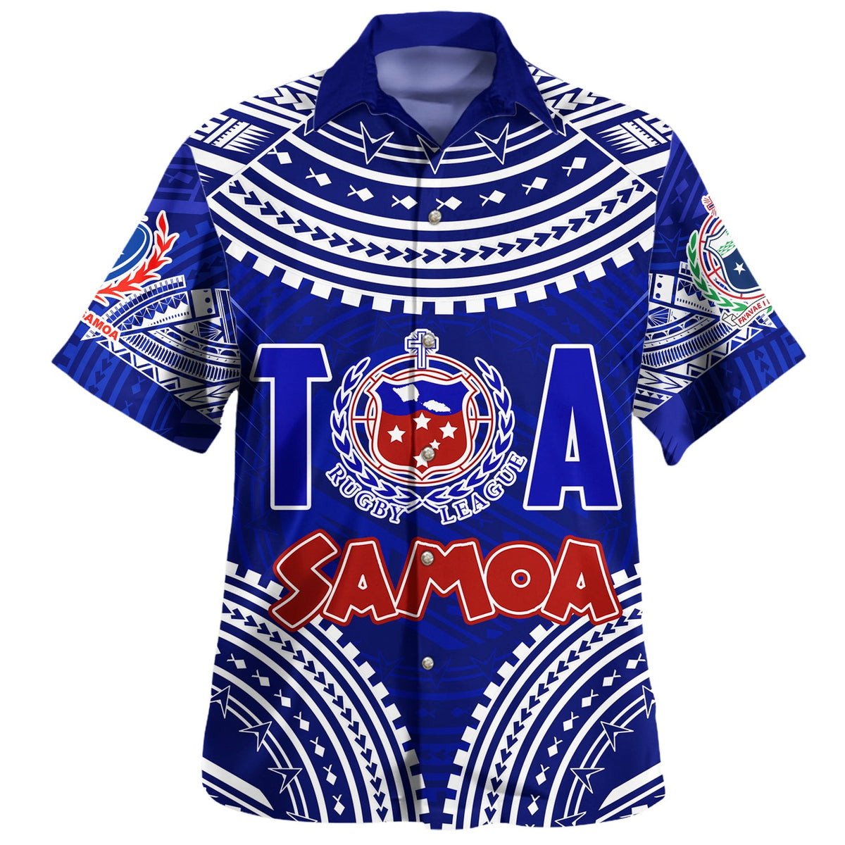 (Custom Personalised) Samoa Rugby Toa Samoa Blue Style Hawaiian Shirt-Myprintsy