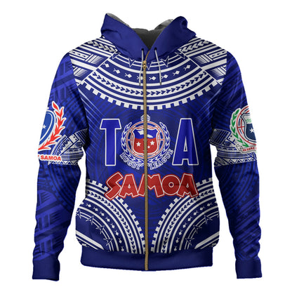 (Custom Personalised) Samoa Rugby Toa Samoa Blue Style Hoodie-Myprintsy