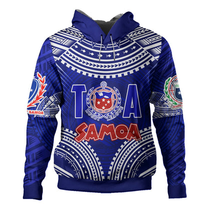 (Custom Personalised) Samoa Rugby Toa Samoa Blue Style Hoodie-Myprintsy