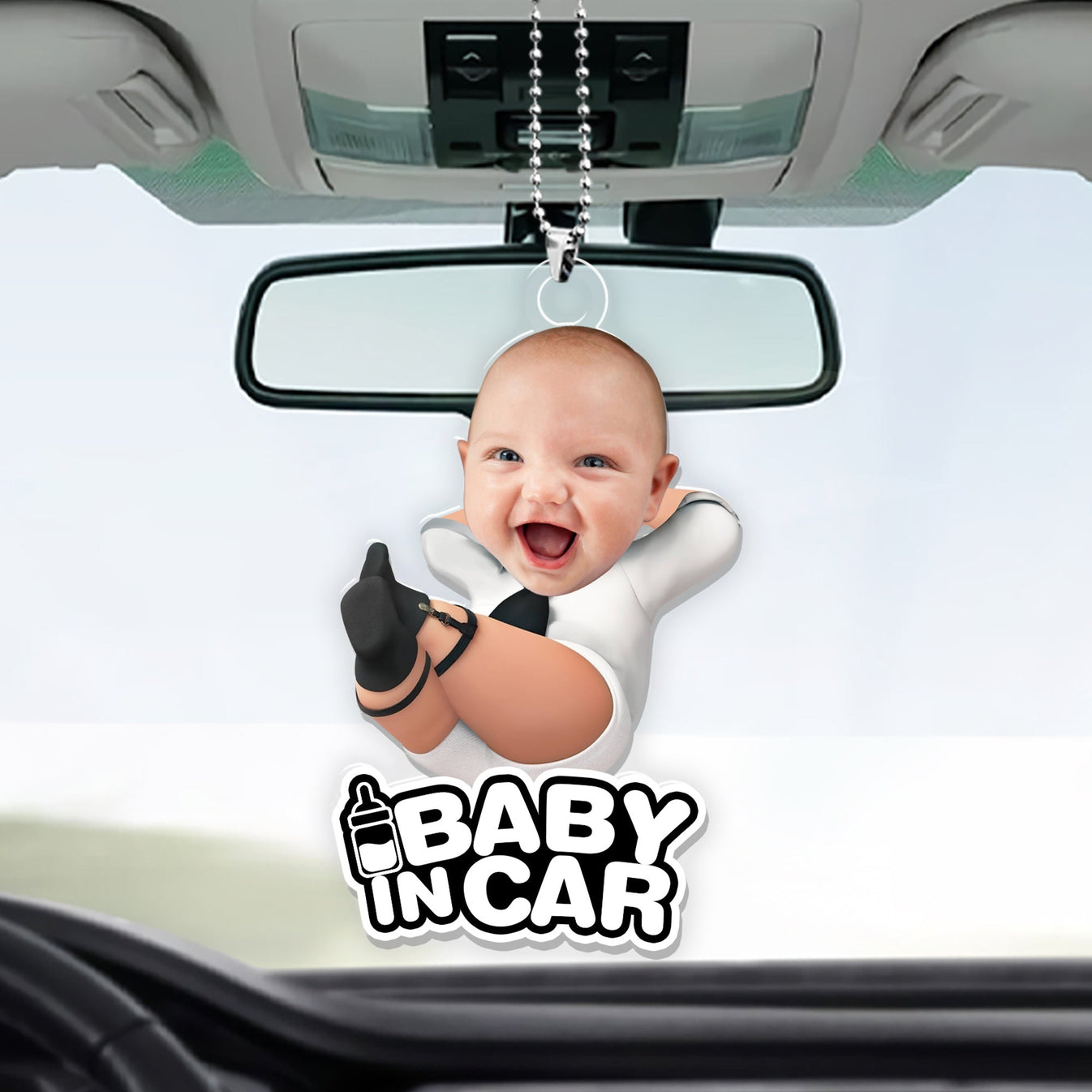Custom Photo Baby Boss In Car - Personalized Acrylic Car Hanger-Myprintsy