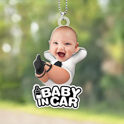 Custom Photo Baby Boss In Car - Personalized Acrylic Car Hanger-Myprintsy