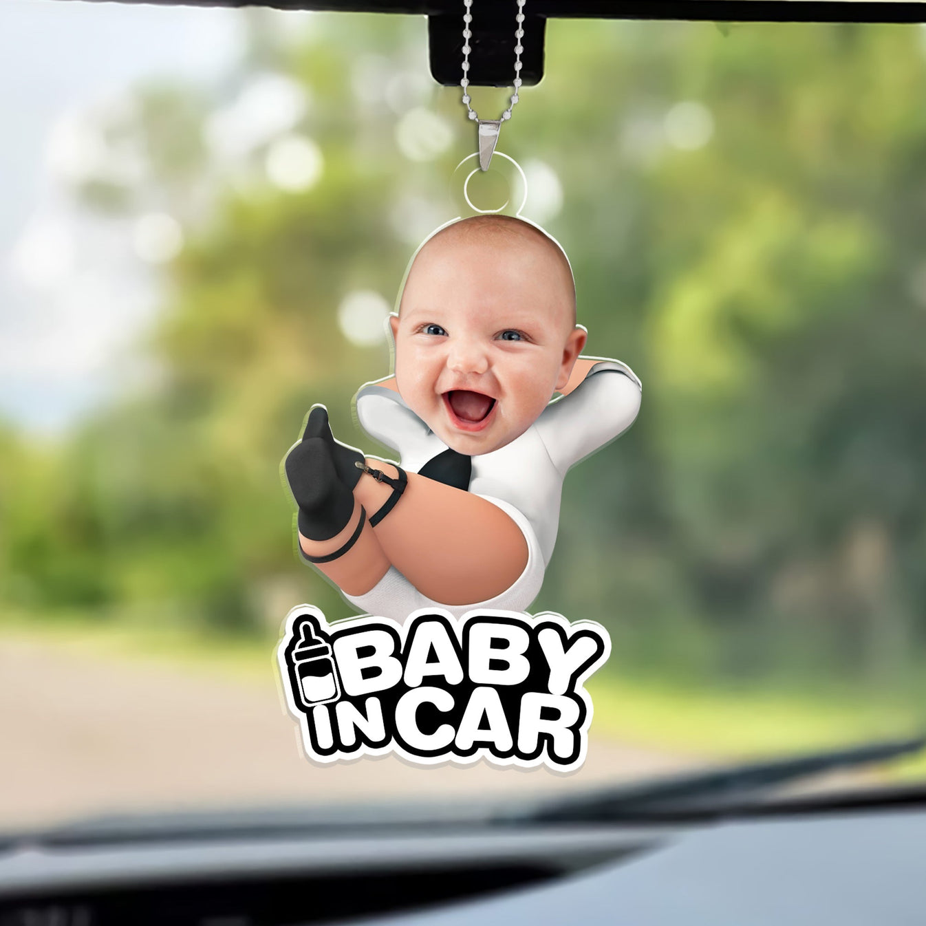 Custom Photo Baby Boss In Car - Personalized Acrylic Car Hanger-Myprintsy