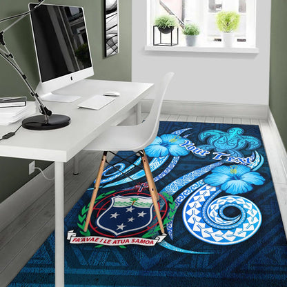 [Custom] Samoa Personalised Area Rug -Turtle and Tribal Tattoo Of Polynesian-Myprintsy