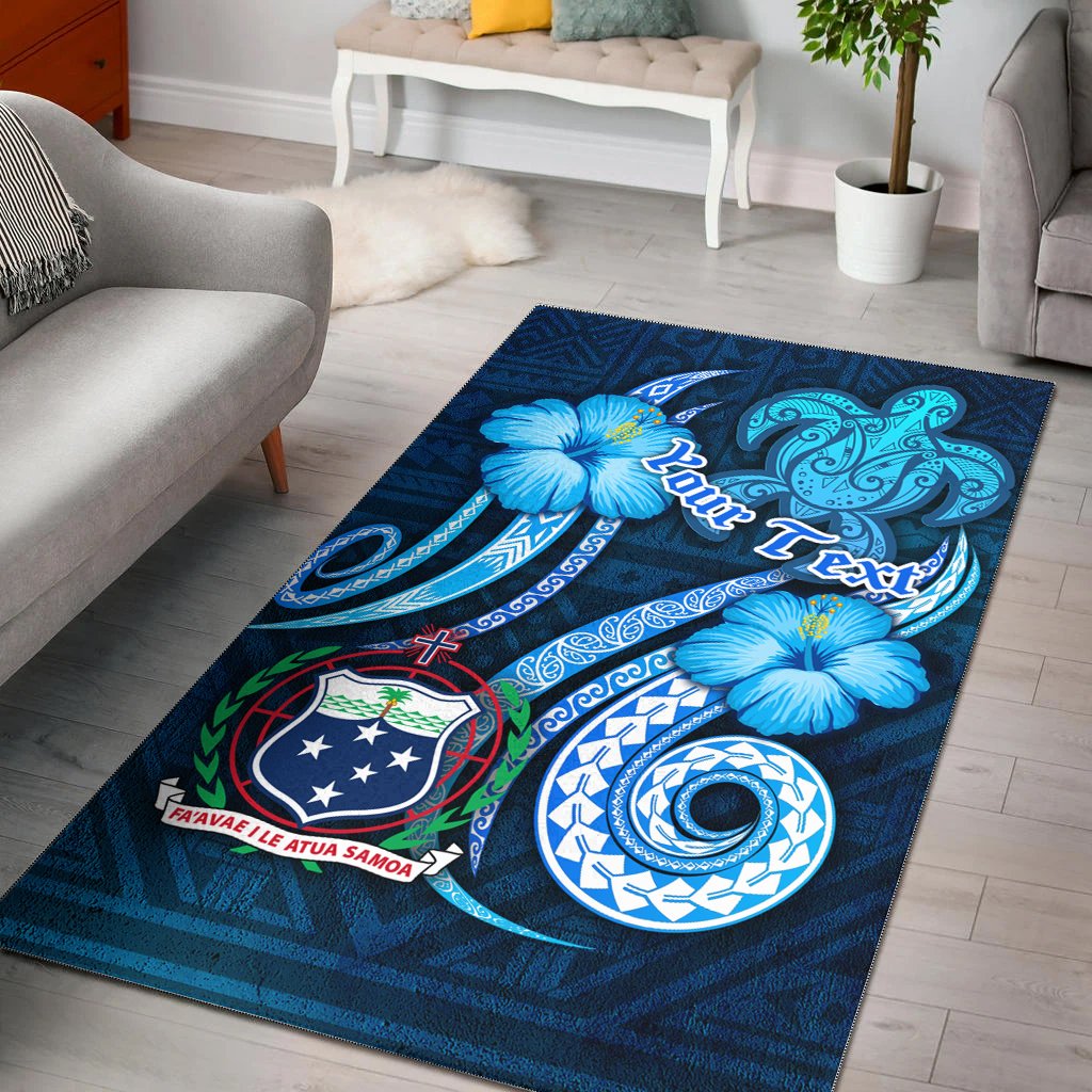 [Custom] Samoa Personalised Area Rug -Turtle and Tribal Tattoo Of Polynesian-Myprintsy