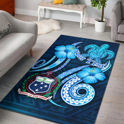 [Custom] Samoa Personalised Area Rug -Turtle and Tribal Tattoo Of Polynesian-Myprintsy
