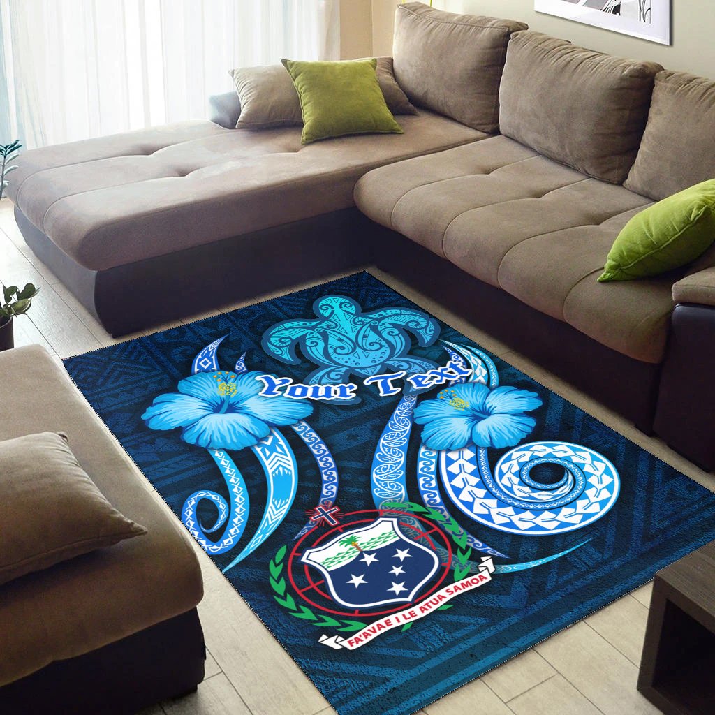 [Custom] Samoa Personalised Area Rug -Turtle and Tribal Tattoo Of Polynesian-Myprintsy