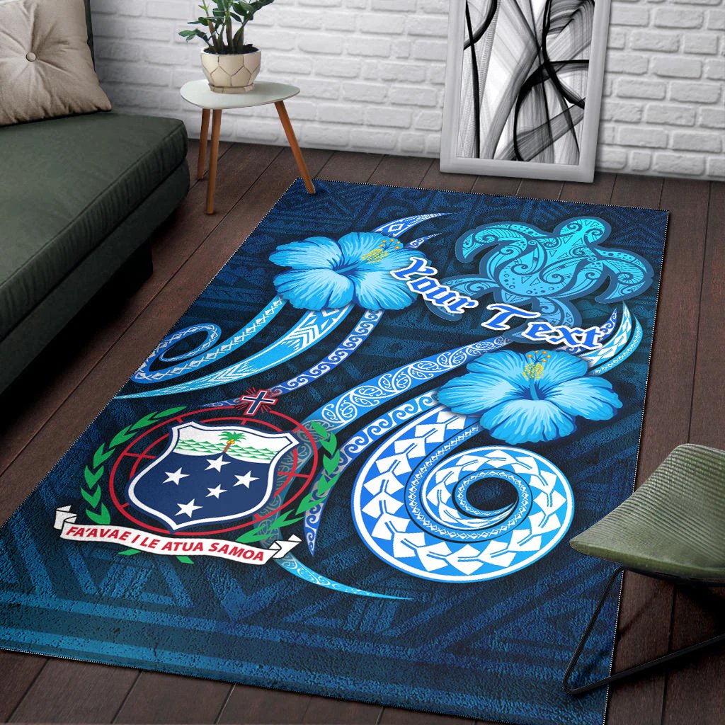 [Custom] Samoa Personalised Area Rug -Turtle and Tribal Tattoo Of Polynesian-Myprintsy