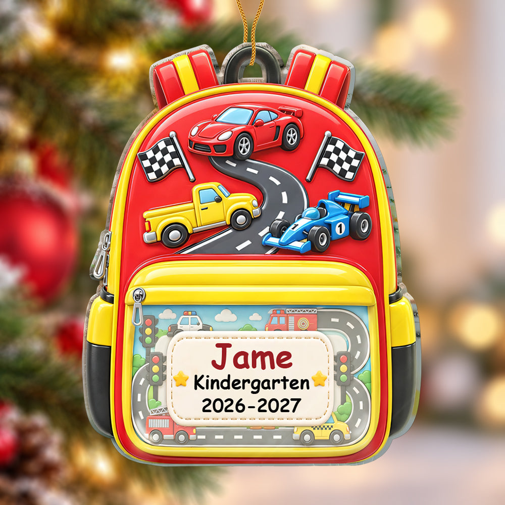 Custom School Ornament for Kids - Personalized Backpack Christmas Ornament-Myprintsy