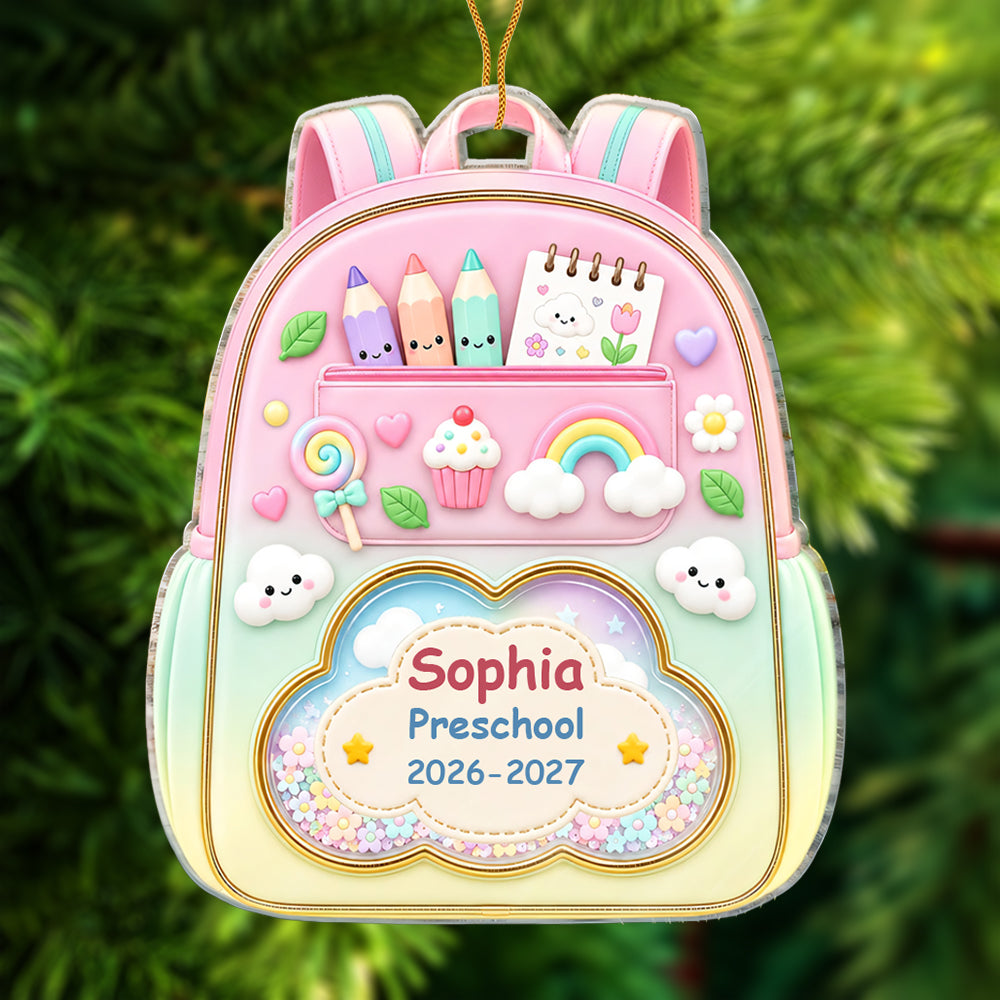 Custom School Ornament for Kids - Personalized Backpack Christmas Ornament-Myprintsy