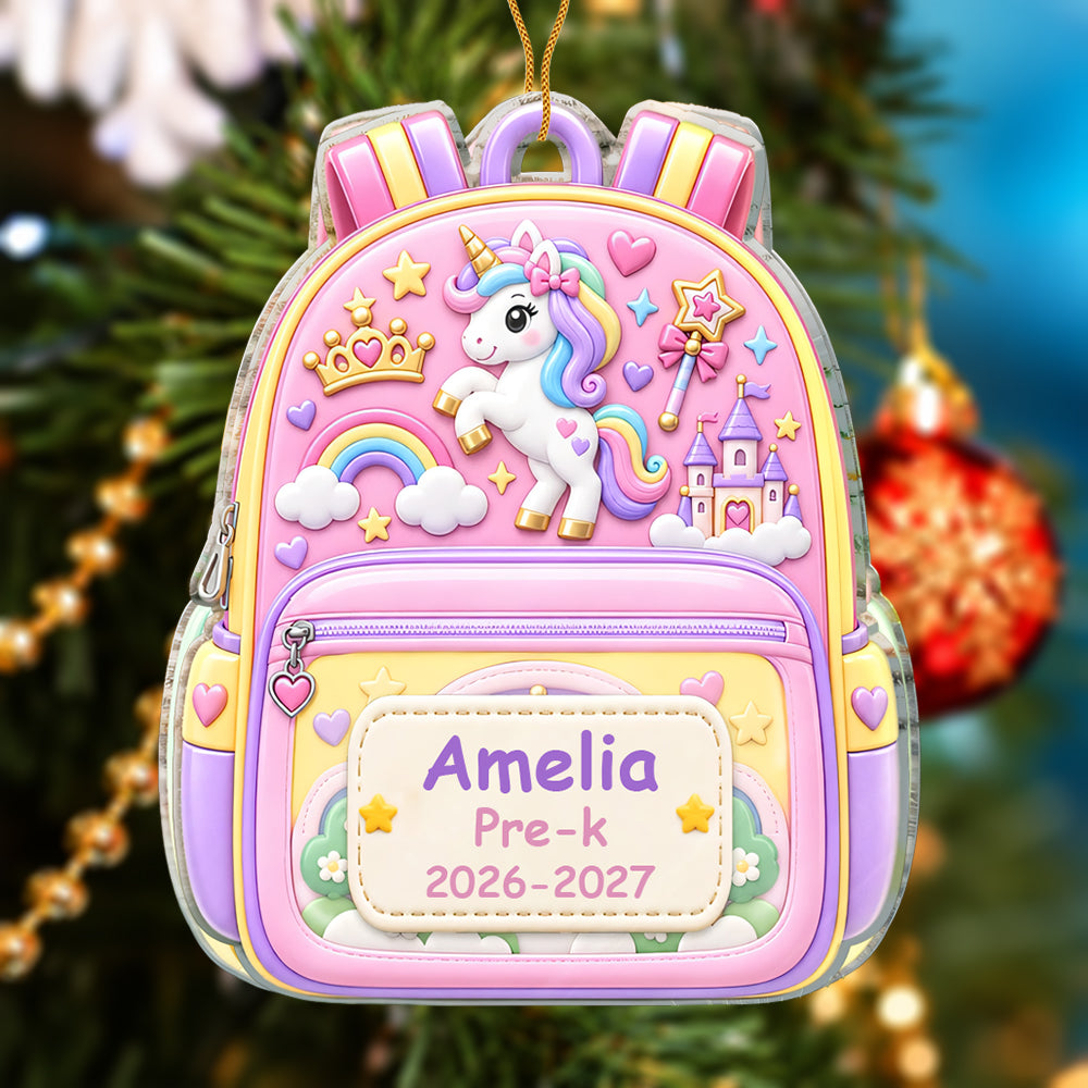 Custom School Ornament for Kids - Personalized Backpack Christmas Ornament-Myprintsy