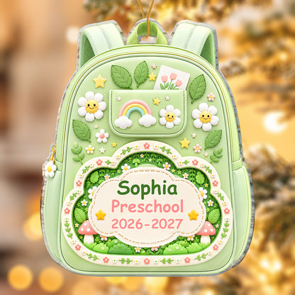 Custom School Ornament for Kids - Personalized Backpack Christmas Ornament-Myprintsy