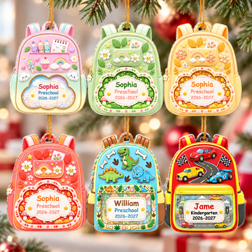 Custom School Ornament for Kids - Personalized Backpack Christmas Ornament-Myprintsy